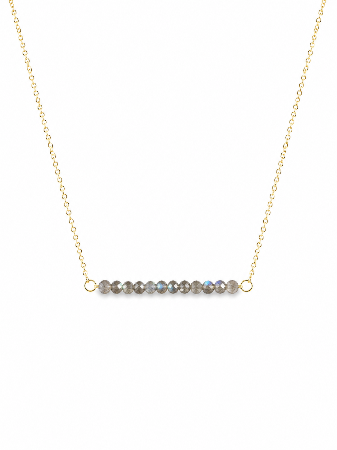 Gold Filled Labradorite Gemstone Bar Necklace 