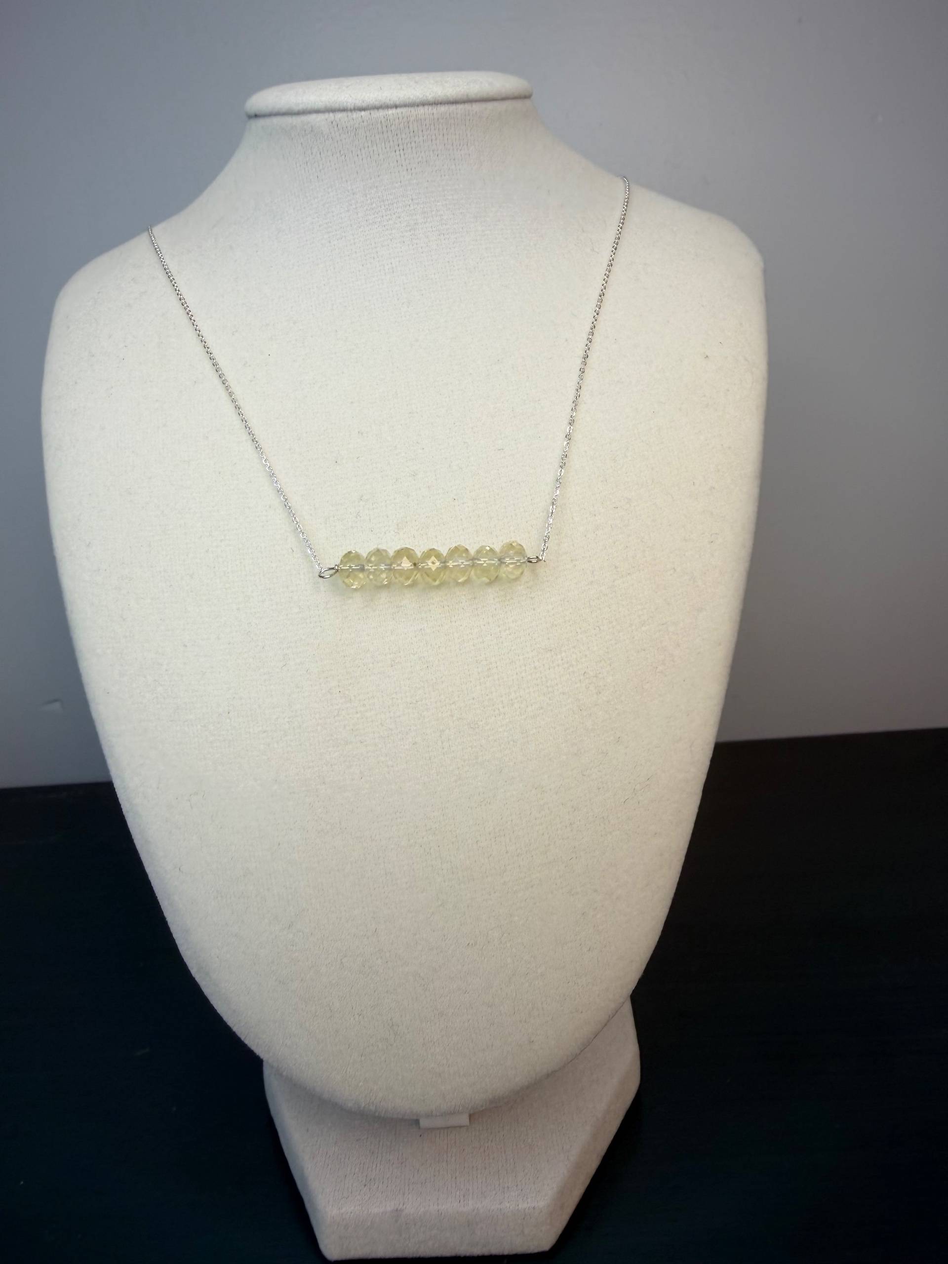 925 Sterling Silver Lemon Quartz Gemstone Bar Necklace  - thumbnail 2 of 2