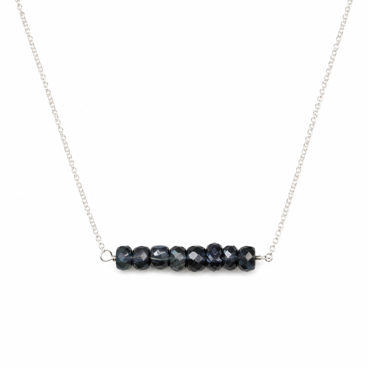 925 Sterling Silver Kyanite Gemstone Bar Necklace 