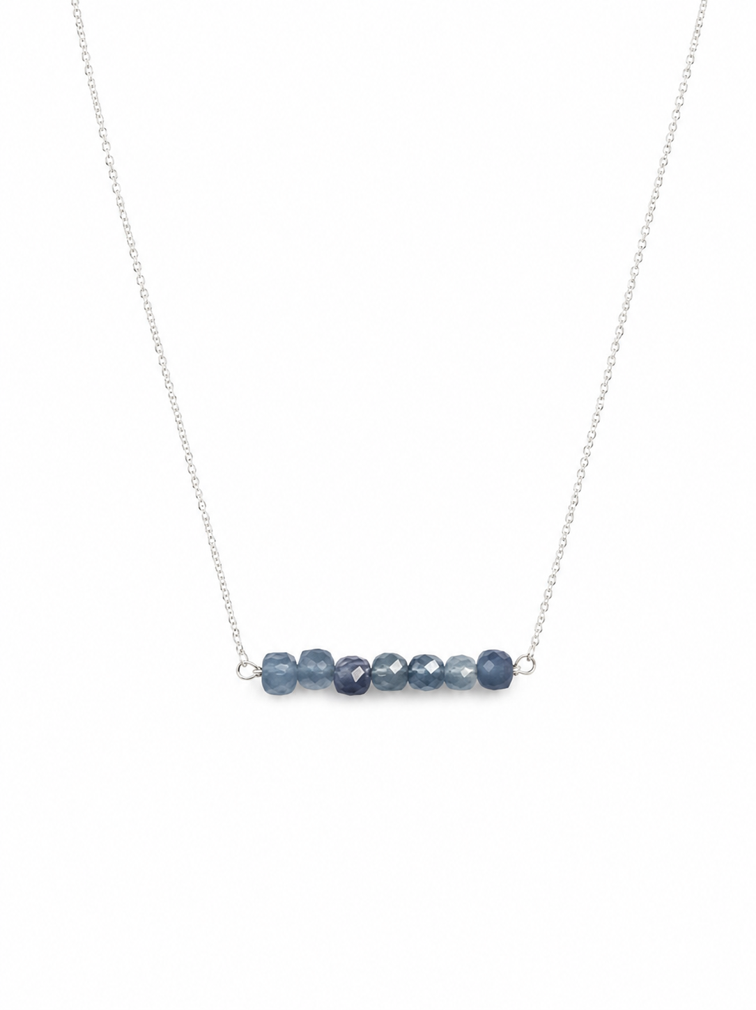 925 Sterling Silver Santa Marie Aquamarine Gemstone Bar Necklace 