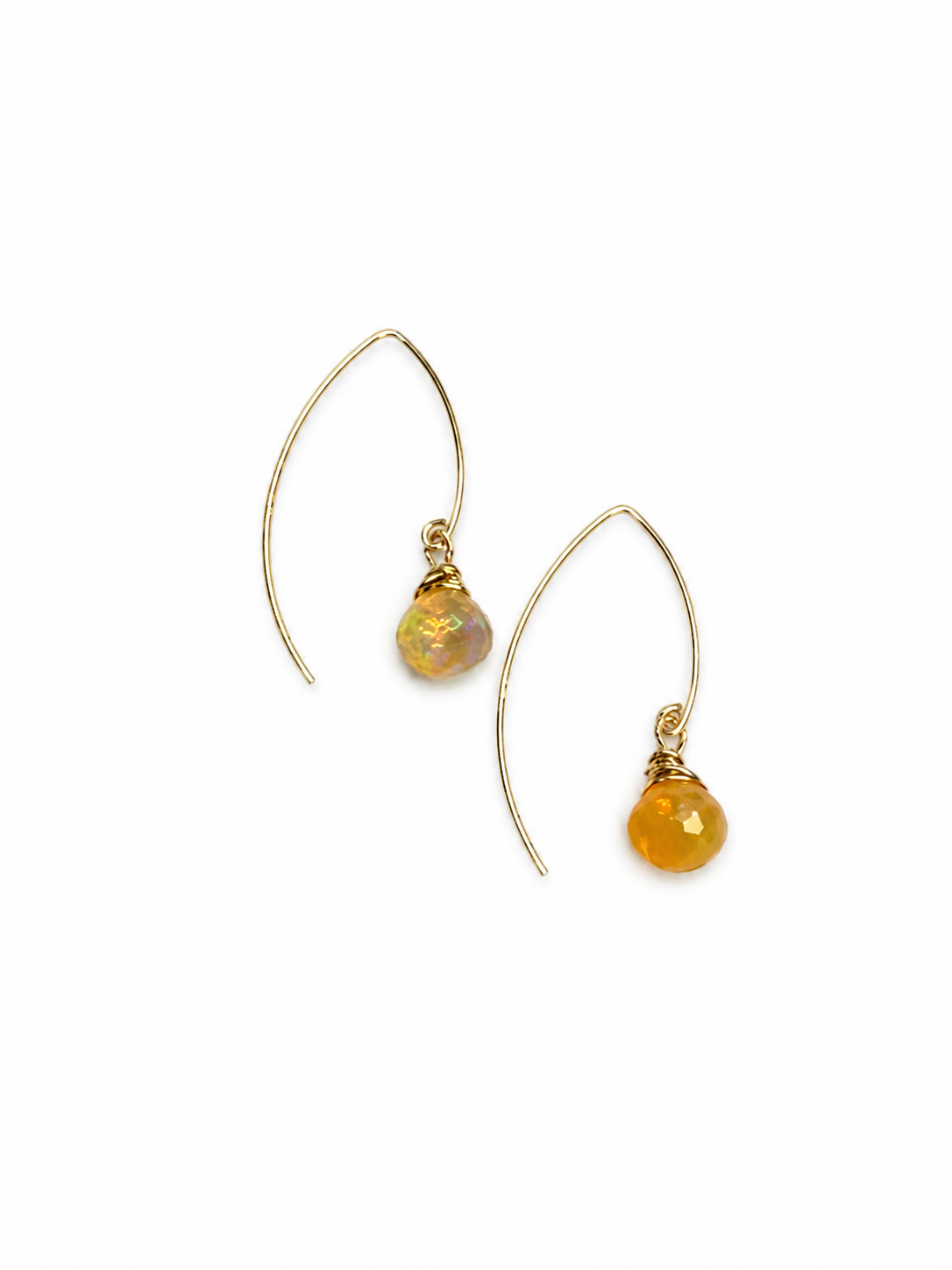 Gold Filled Hook Earrings With Ethiopian Opal Gemstone Dangles