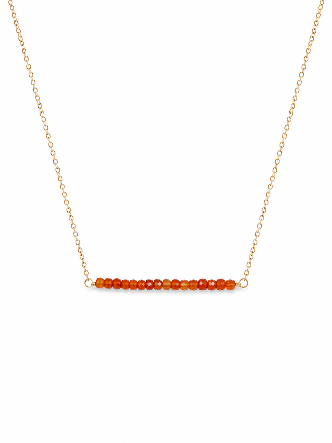 Gold Filled Carnelian Gemstone Bar Necklace 