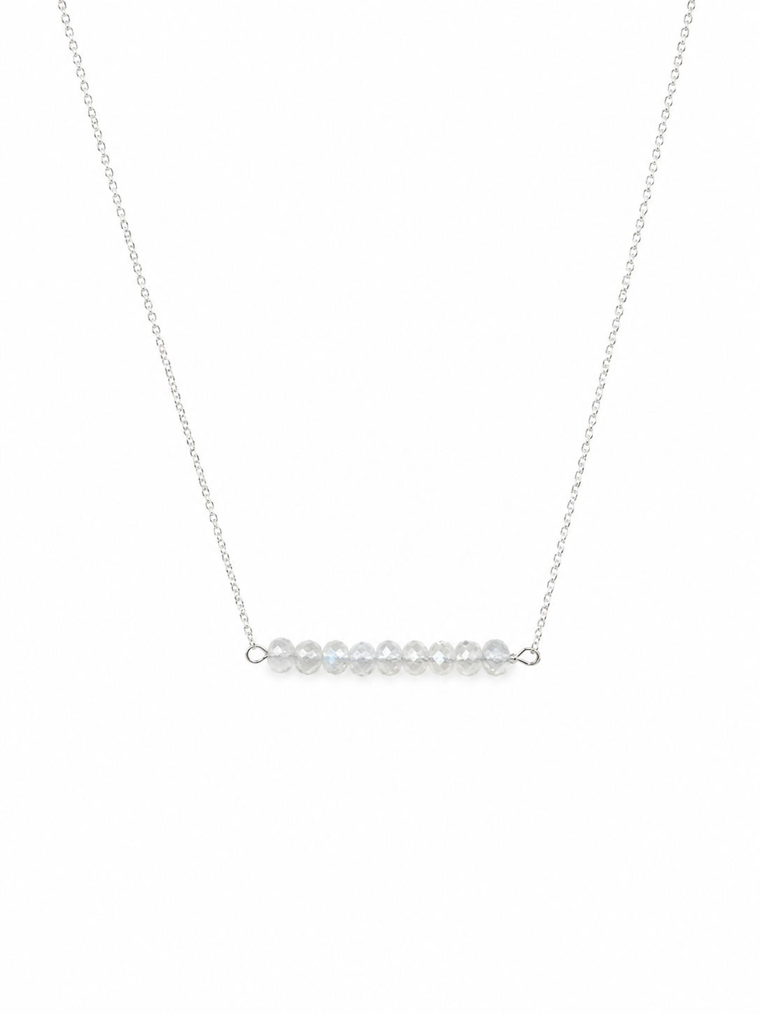 925 Sterling Silver Crystal Quartz Gemstone Bar Necklace 