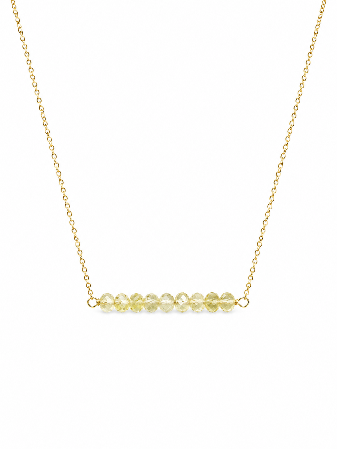 Gold Filled Lemon Quartz Gemstone Bar Necklace 