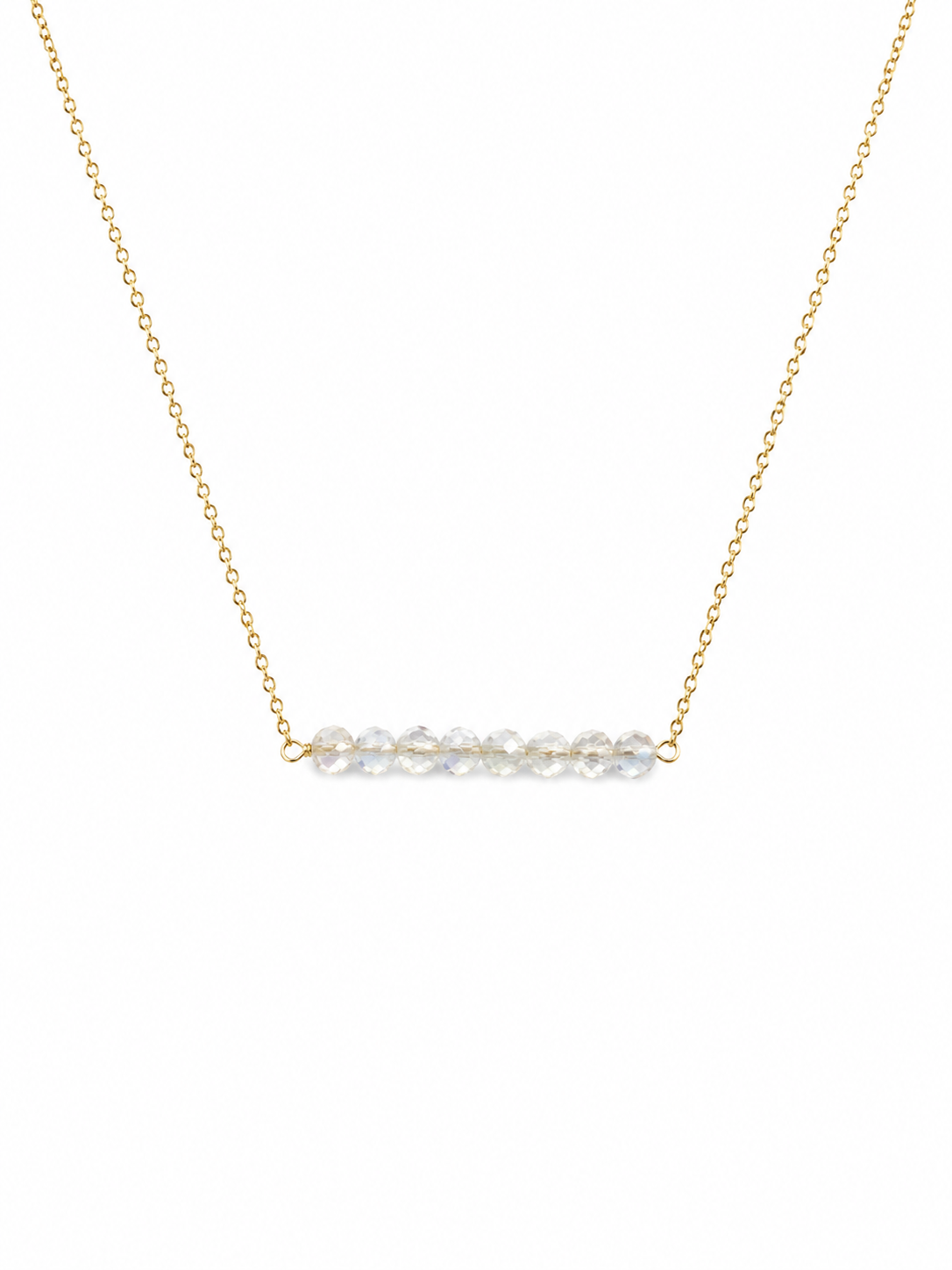 Gold Filled Crystal Quartz Bar Necklace 