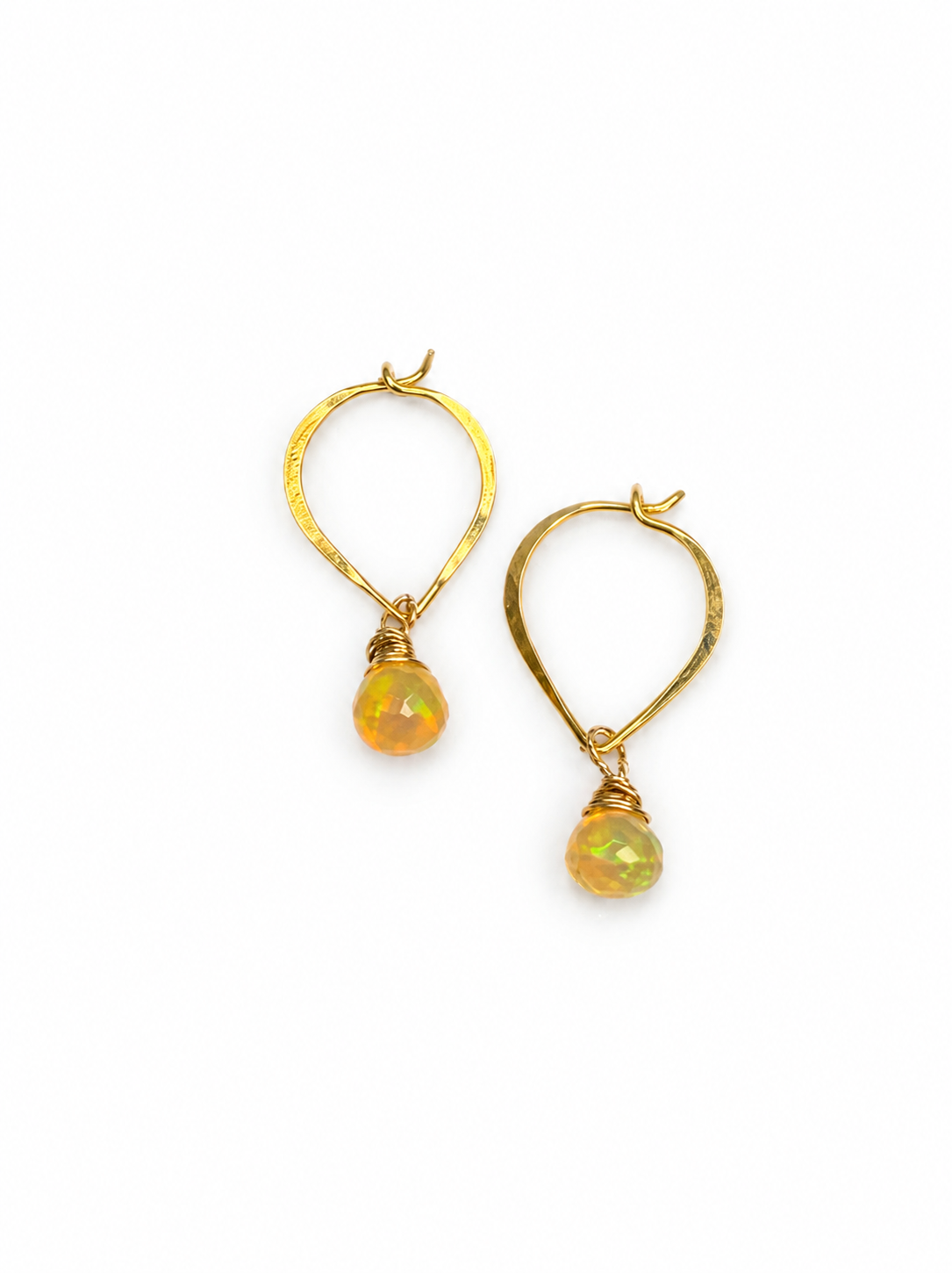 24k Gold Over 925 Sterling Silver Ethiopian Opal Lotus Hoop Earrings 