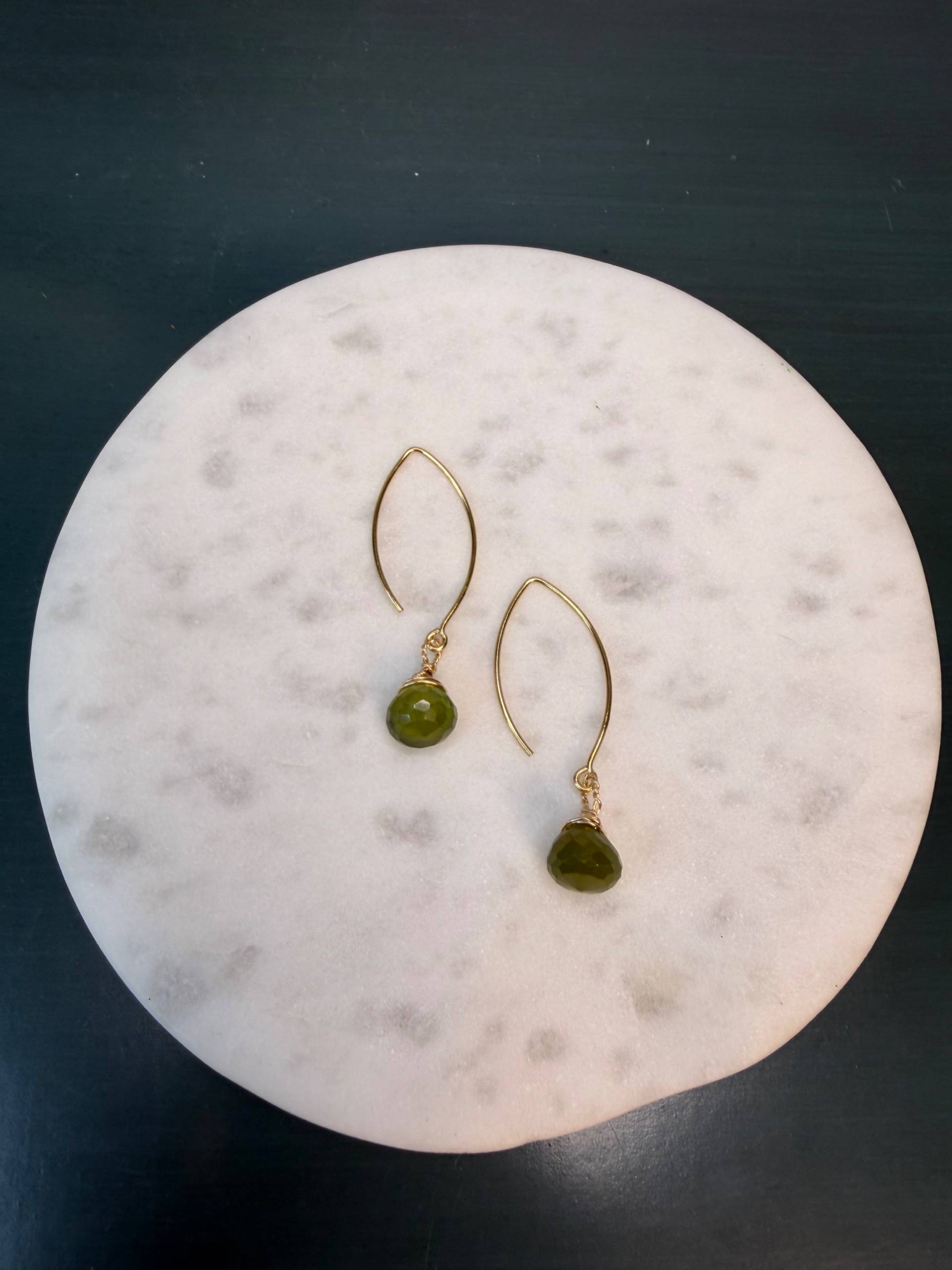 Vesuvianite Gemstone Gold Filled Hook Threader Earrings  - thumbnail 3 of 3