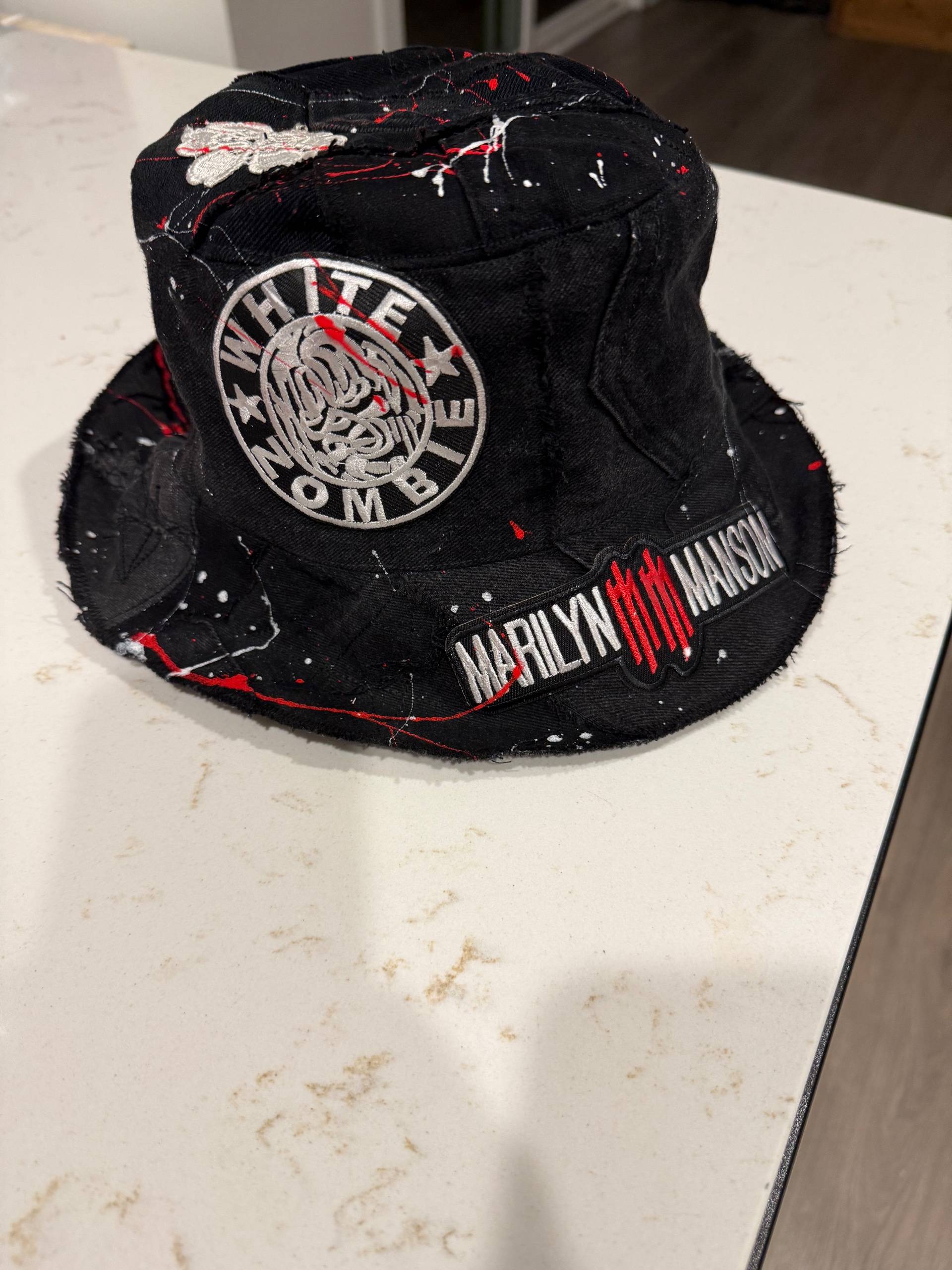 White Zombie & Marilyn Manson Upcycled Bucket Hat - thumbnail 2 of 4