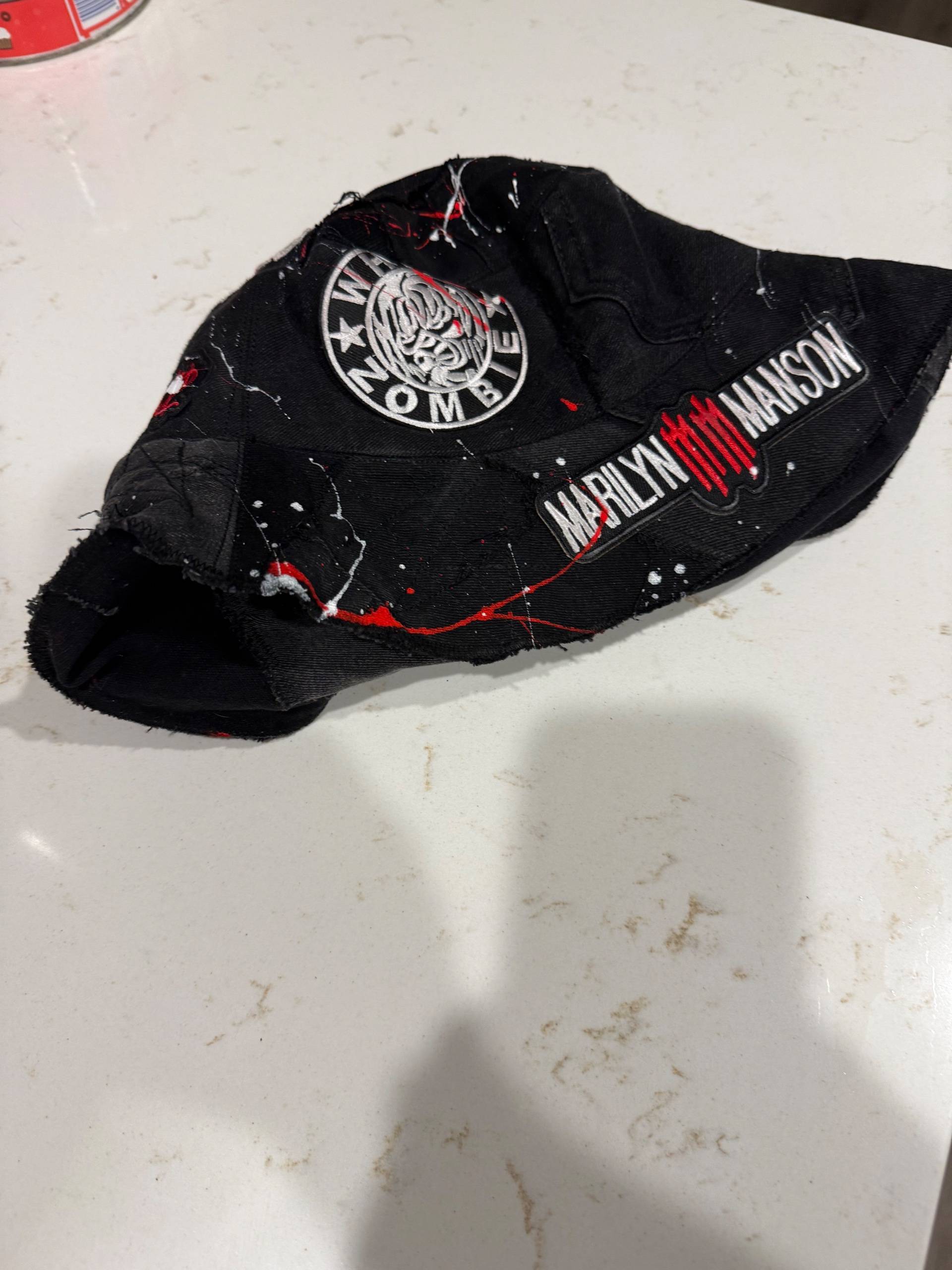 White Zombie & Marilyn Manson Upcycled Bucket Hat