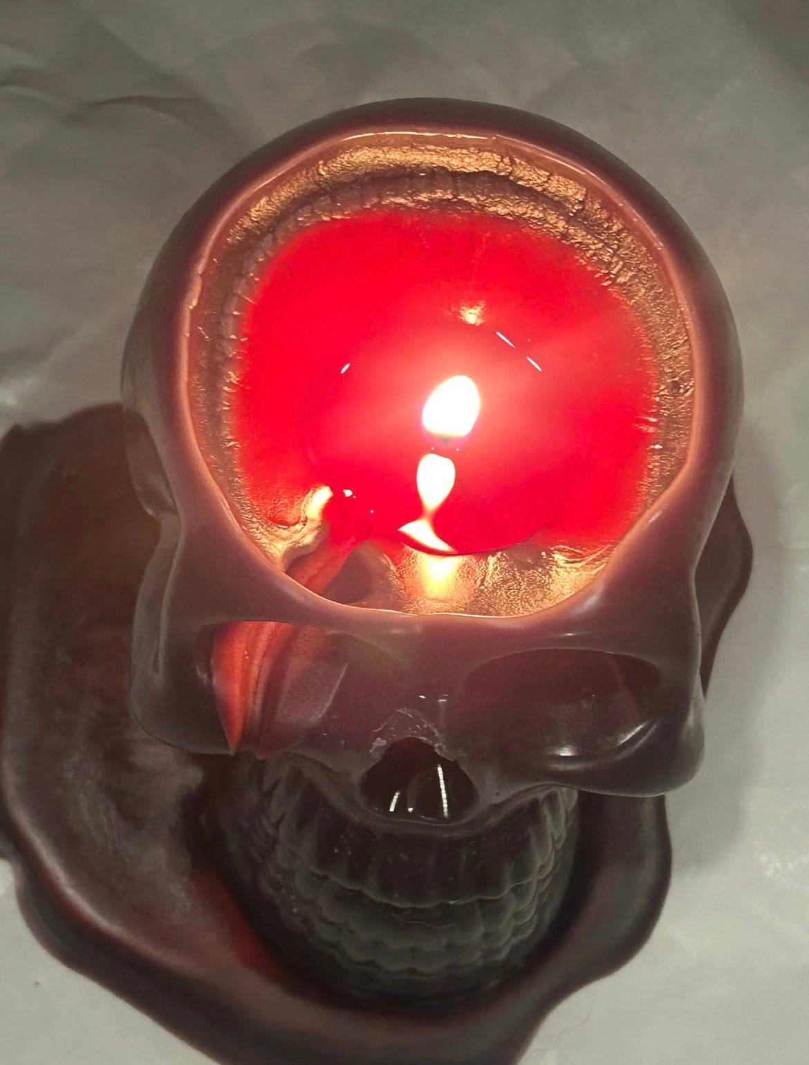 White Bleeding Skull Candle - Bourbon Scented - thumbnail 5 of 6