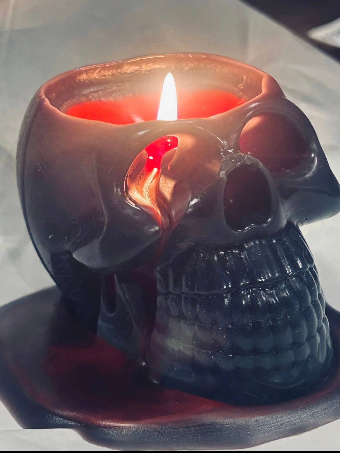 Black Bleeding Skull Candle - Lavender Scented