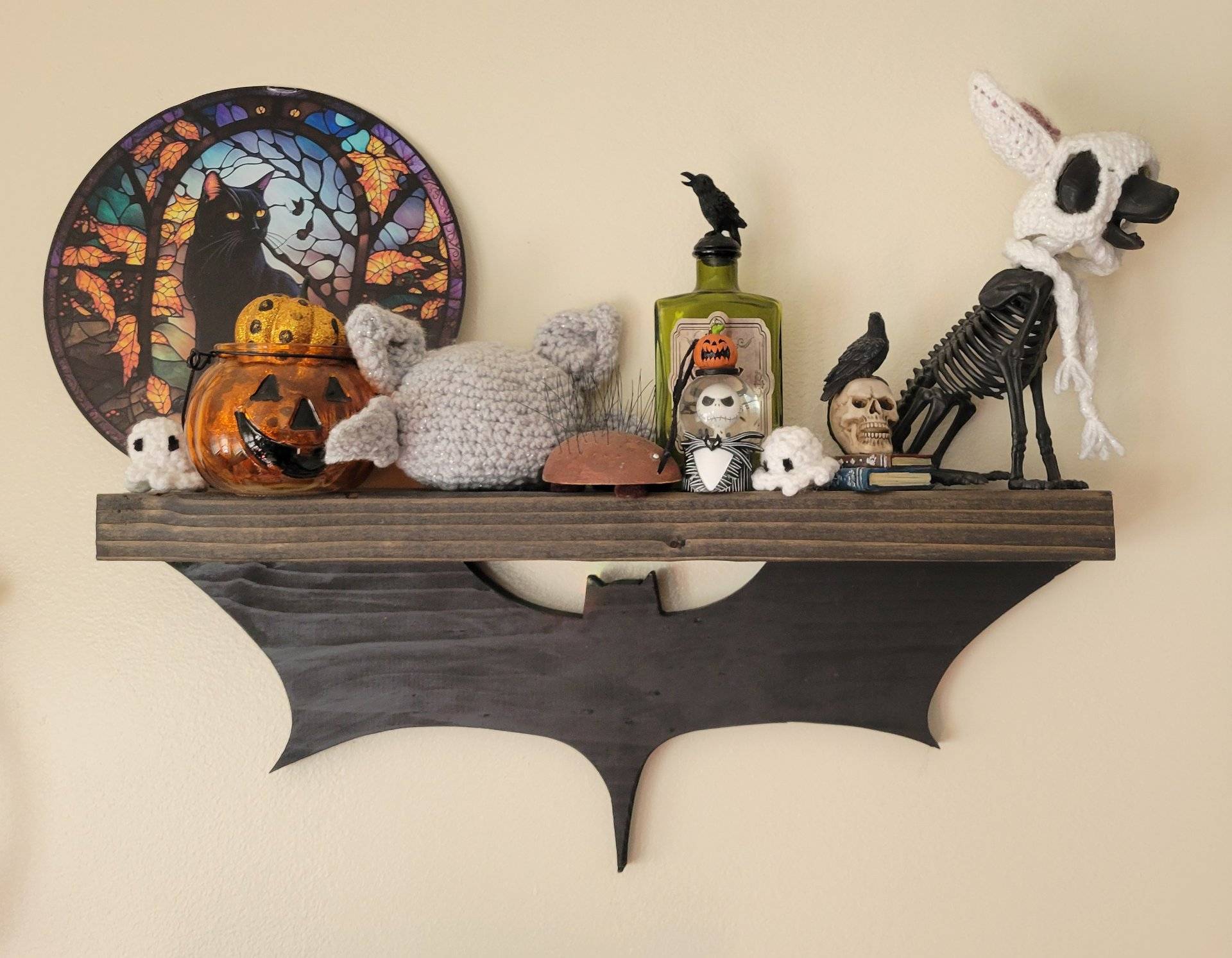 Handmade Wooden Bat Shelf