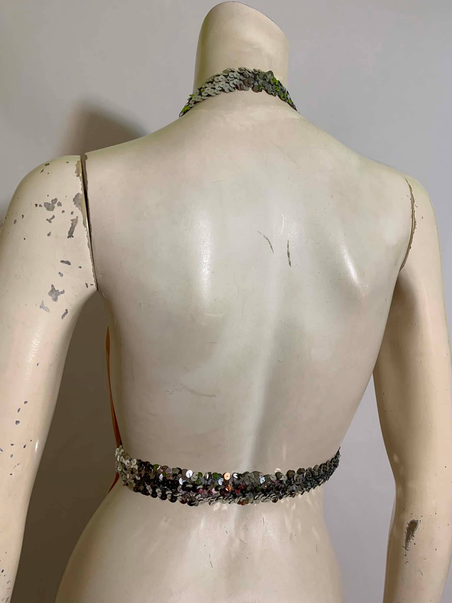 Material Girl- the Reimagined Pink Slipper Satin Bow Halter Top with Sequins - thumbnail 3 of 5