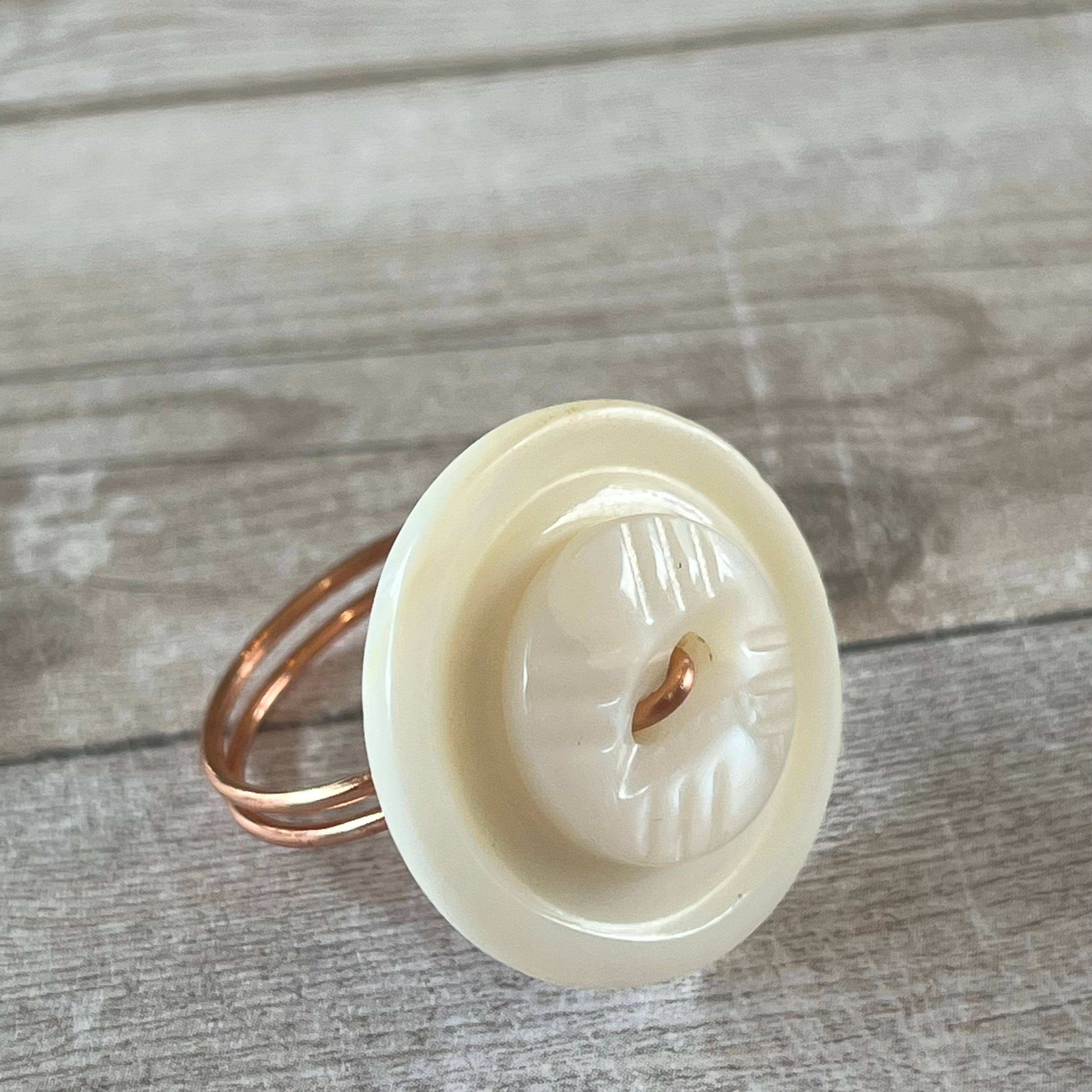 Mother of Pearl Stacked Vintage Button Ring Size 7 or Custom Sizing Available  - thumbnail 8 of 8