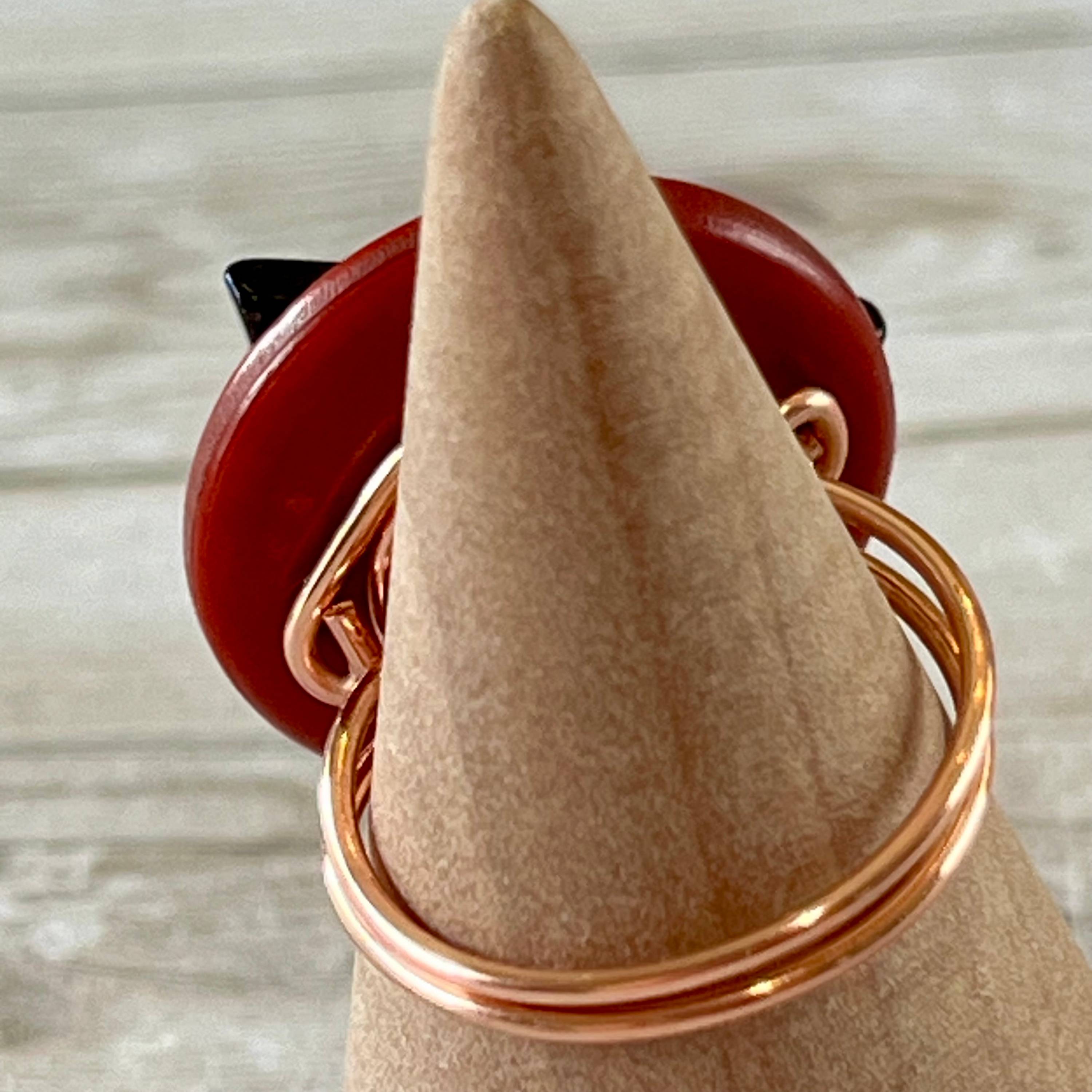 Rust and Black Triangle Stacked Vintage Button Ring size 7 or custom sizing available  - thumbnail 5 of 6