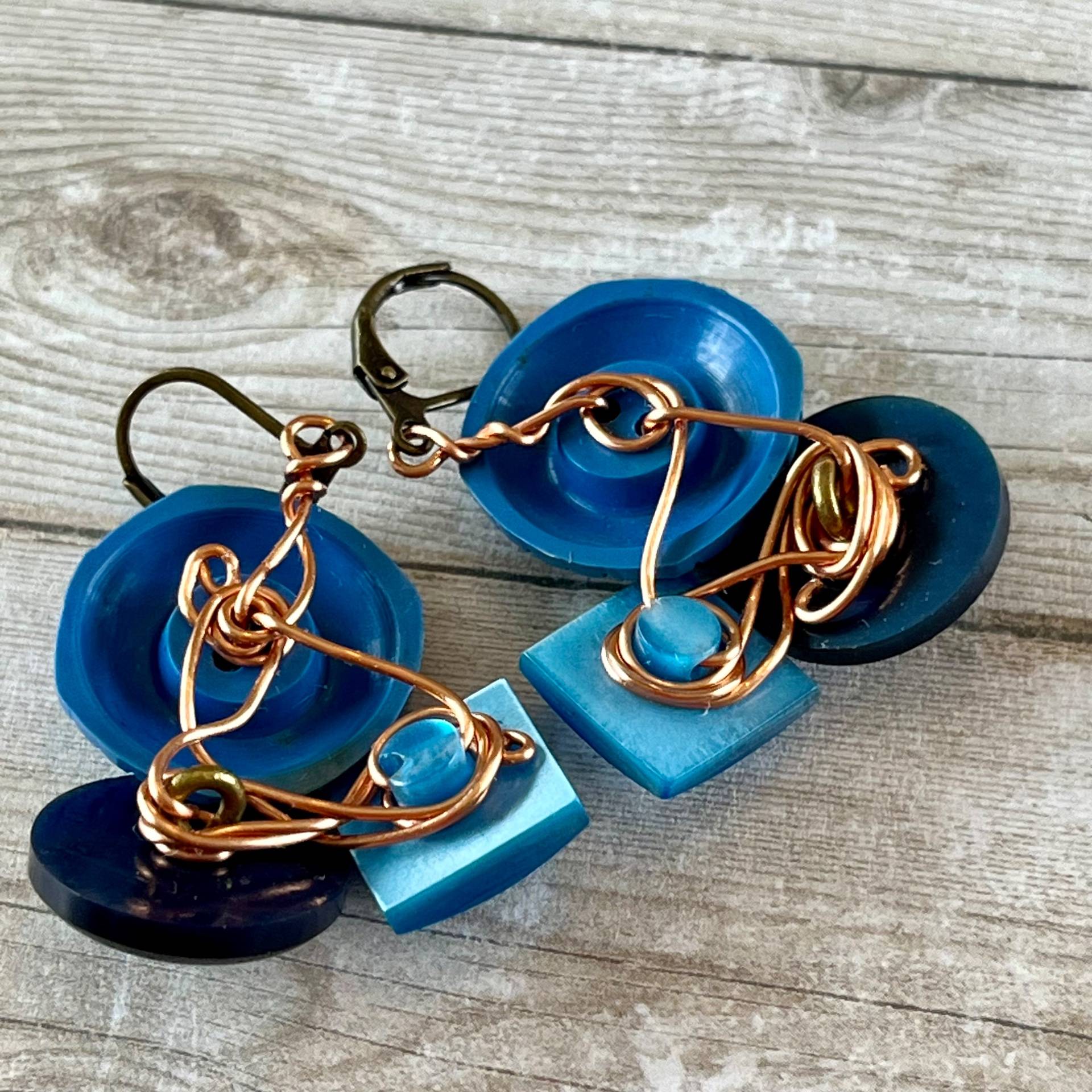 Blue Cluster Vintage Button Earrings  - thumbnail 6 of 6