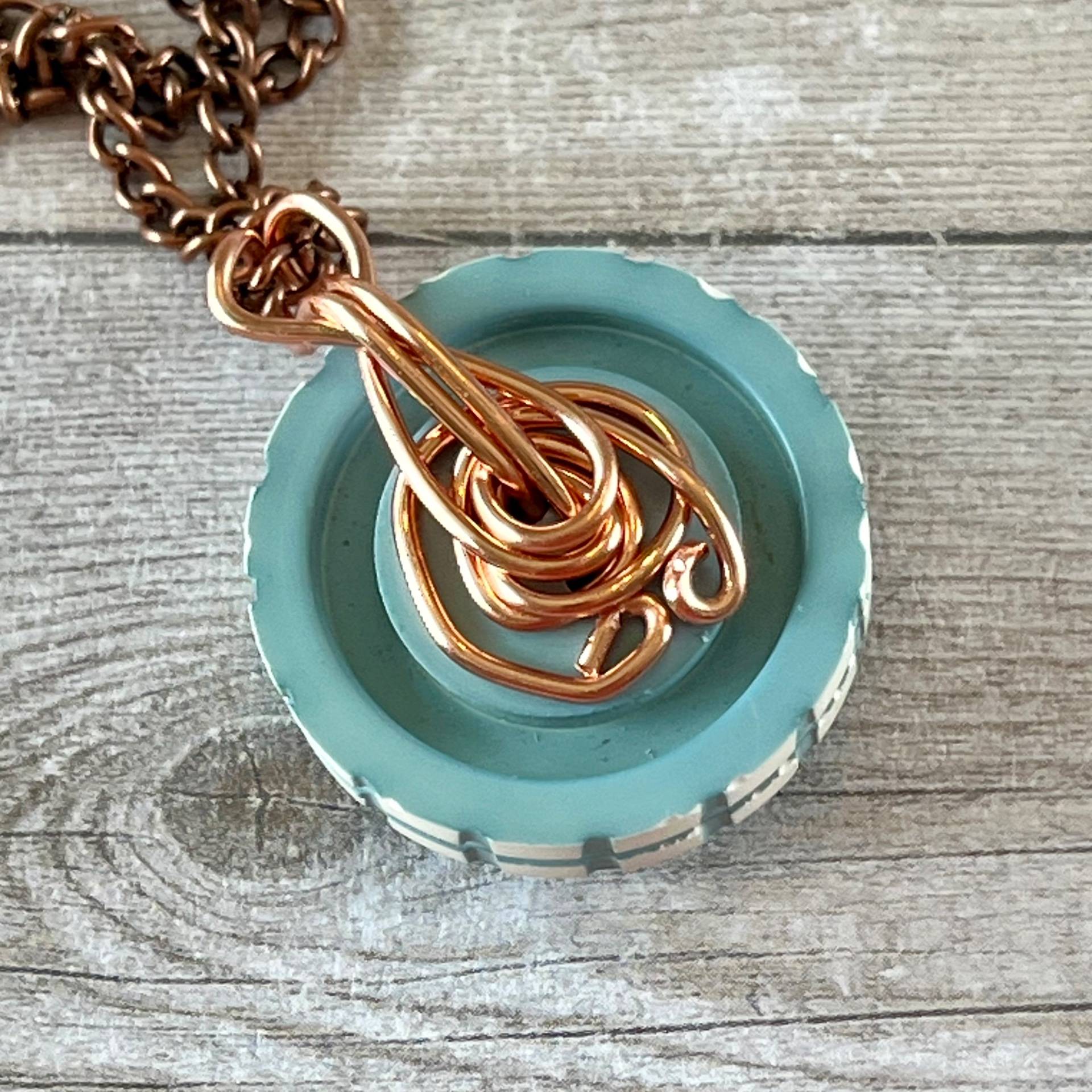 Aqua and White Stacked Button Pendant Necklace - thumbnail 6 of 8