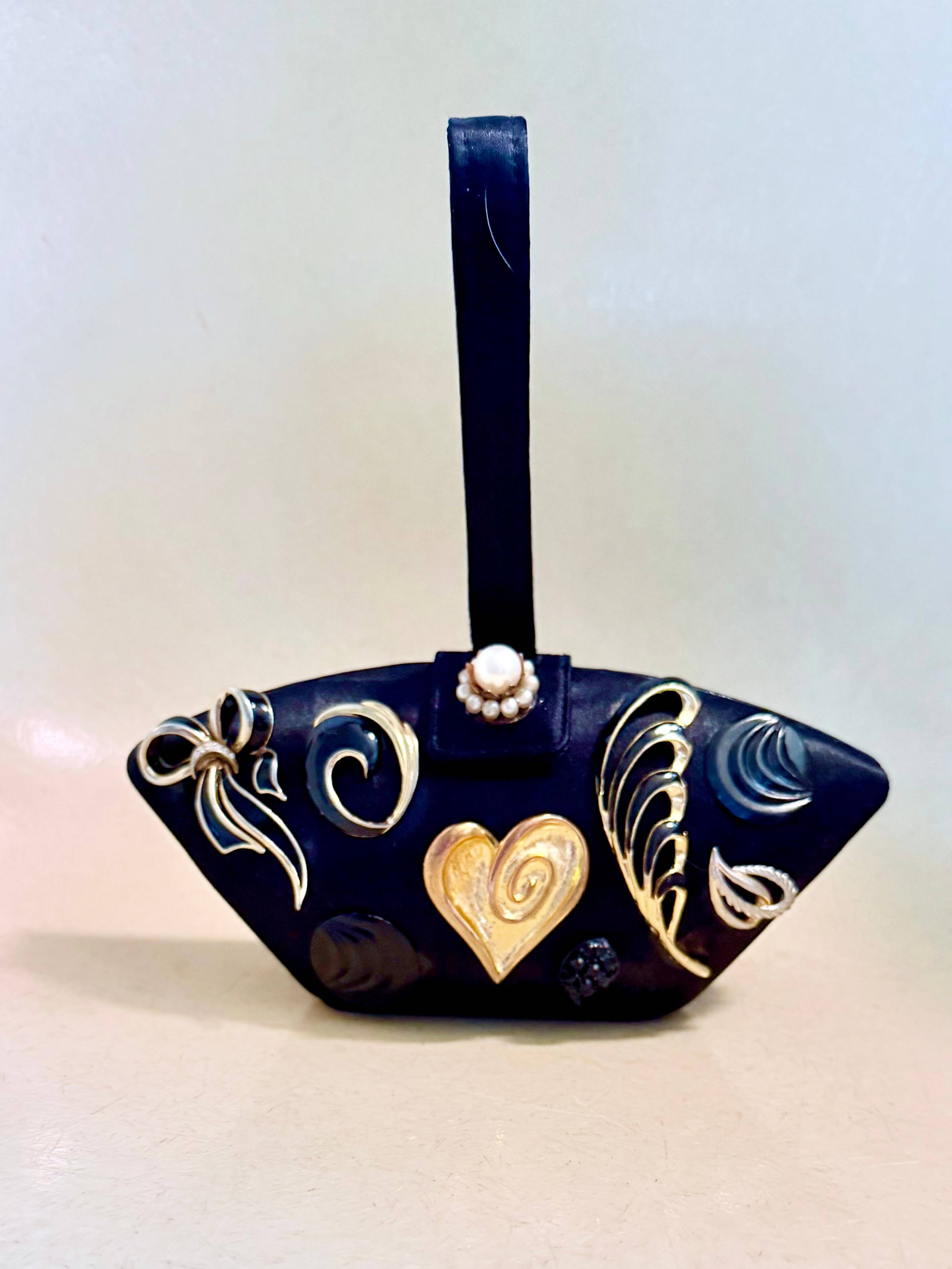Unique handbag studded with upcycled costume jewelry 
