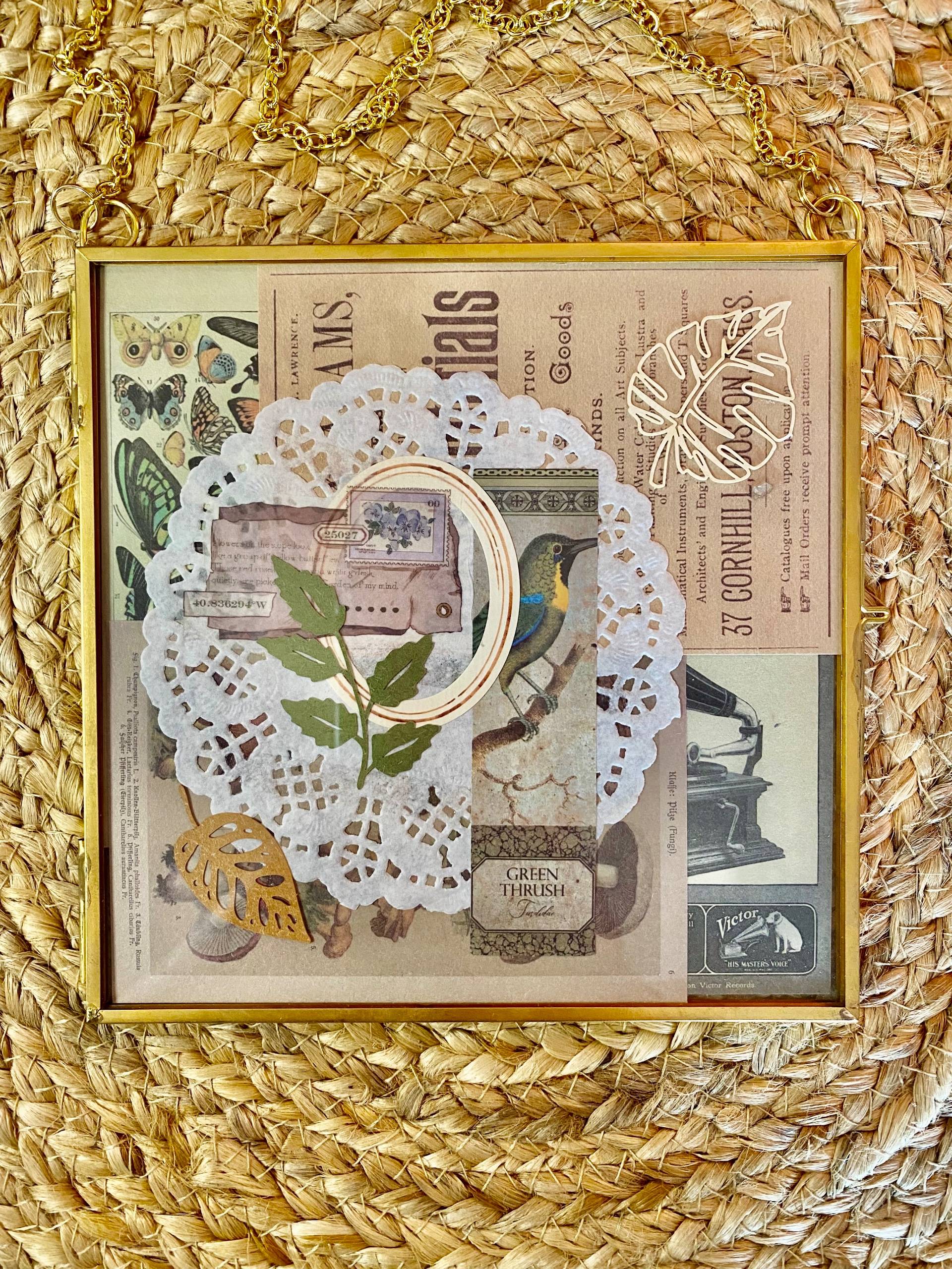 Vintage Collage Artwork in Glass Frame - thumbnail 2 of 3
