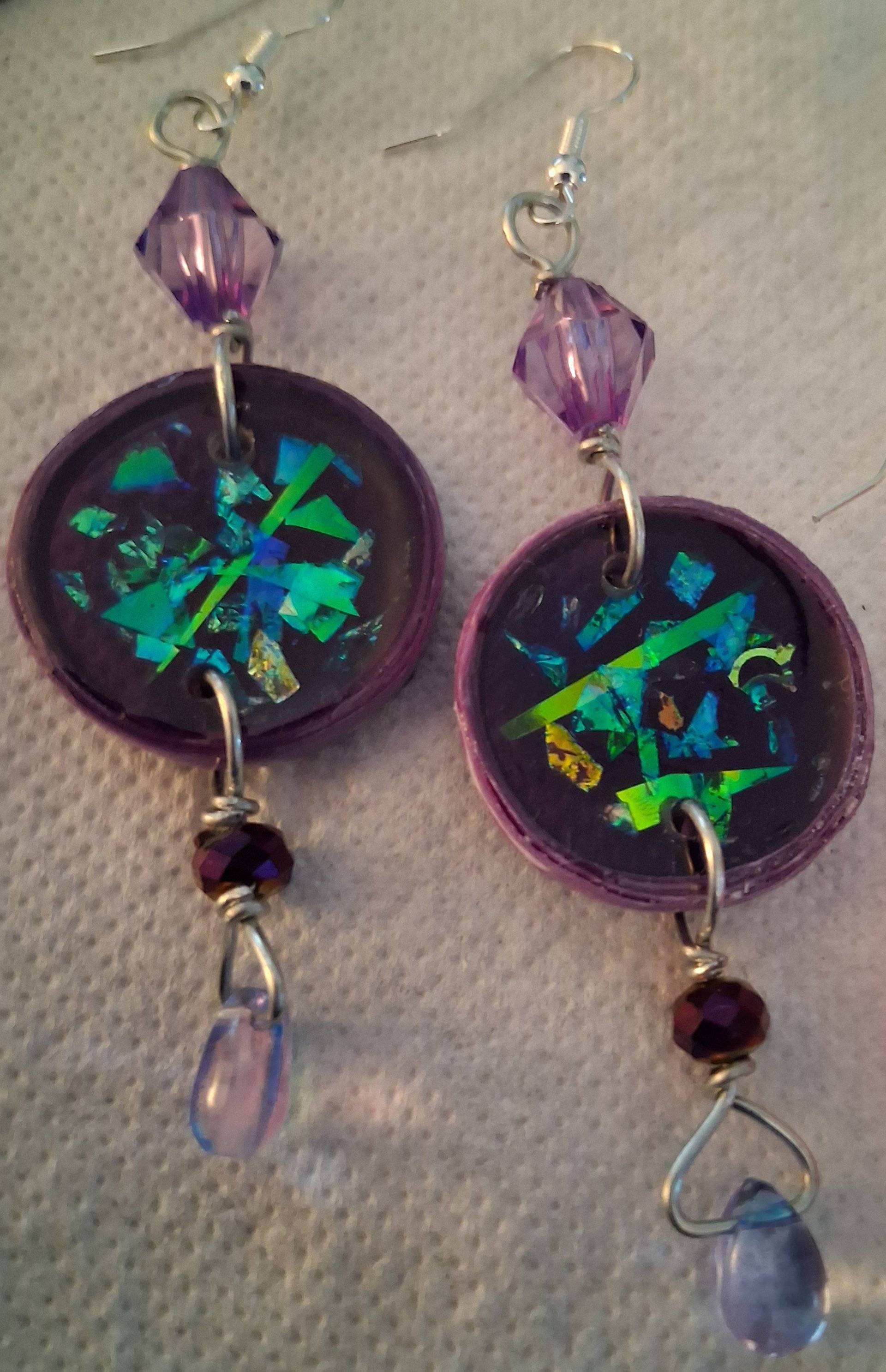 Earrings, Deep Purple Dangle Style