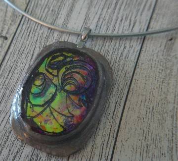 Faux-abalone Recycled Paper Art Jewelry Necklace  - thumbnail 2 of 4