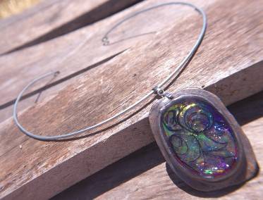 Faux-abalone Recycled Paper Art Jewelry Necklace  - thumbnail 3 of 4