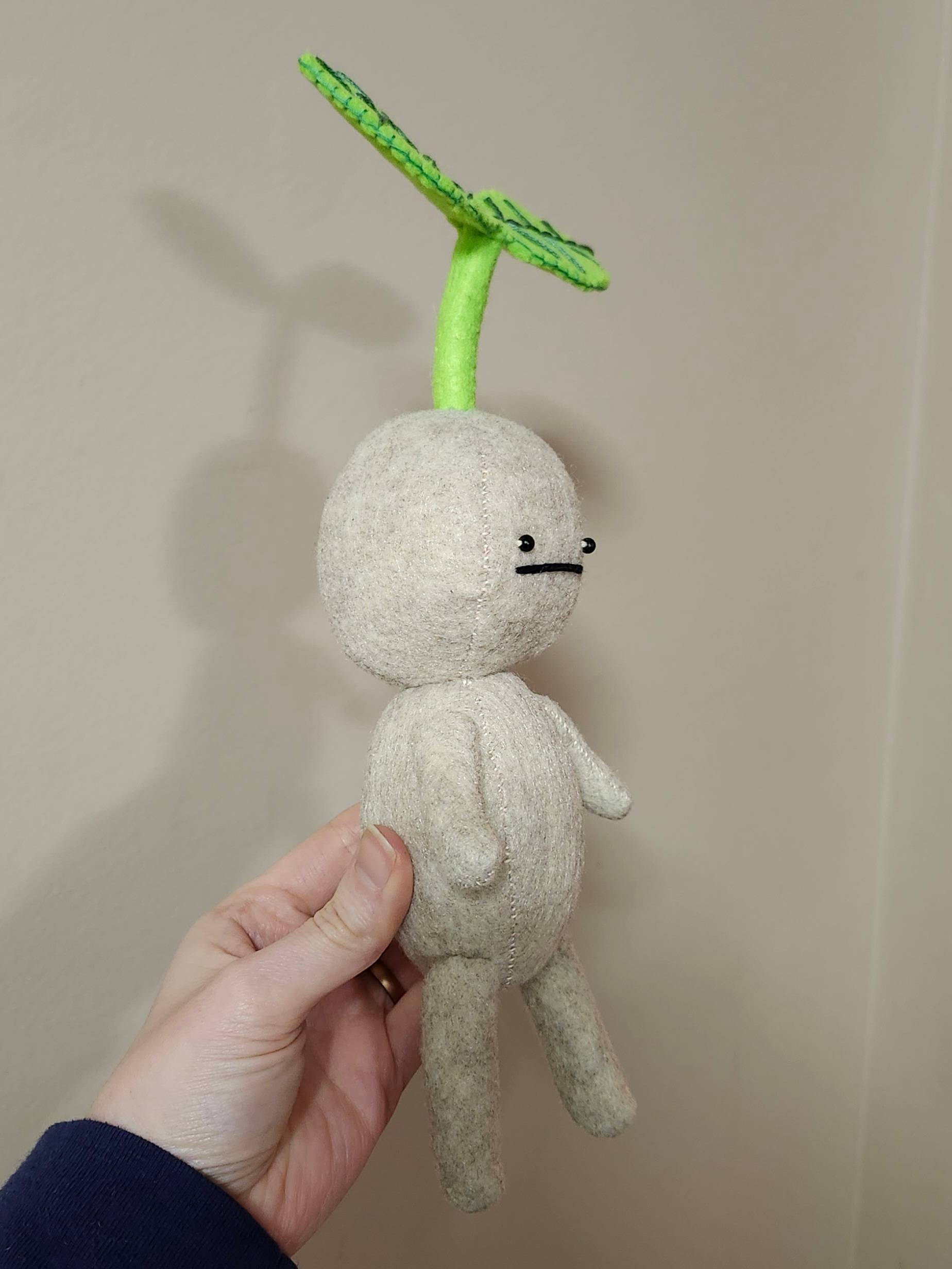 Rutabaga the Sprout Creature: Handsewn Felt Doll - thumbnail 3 of 4