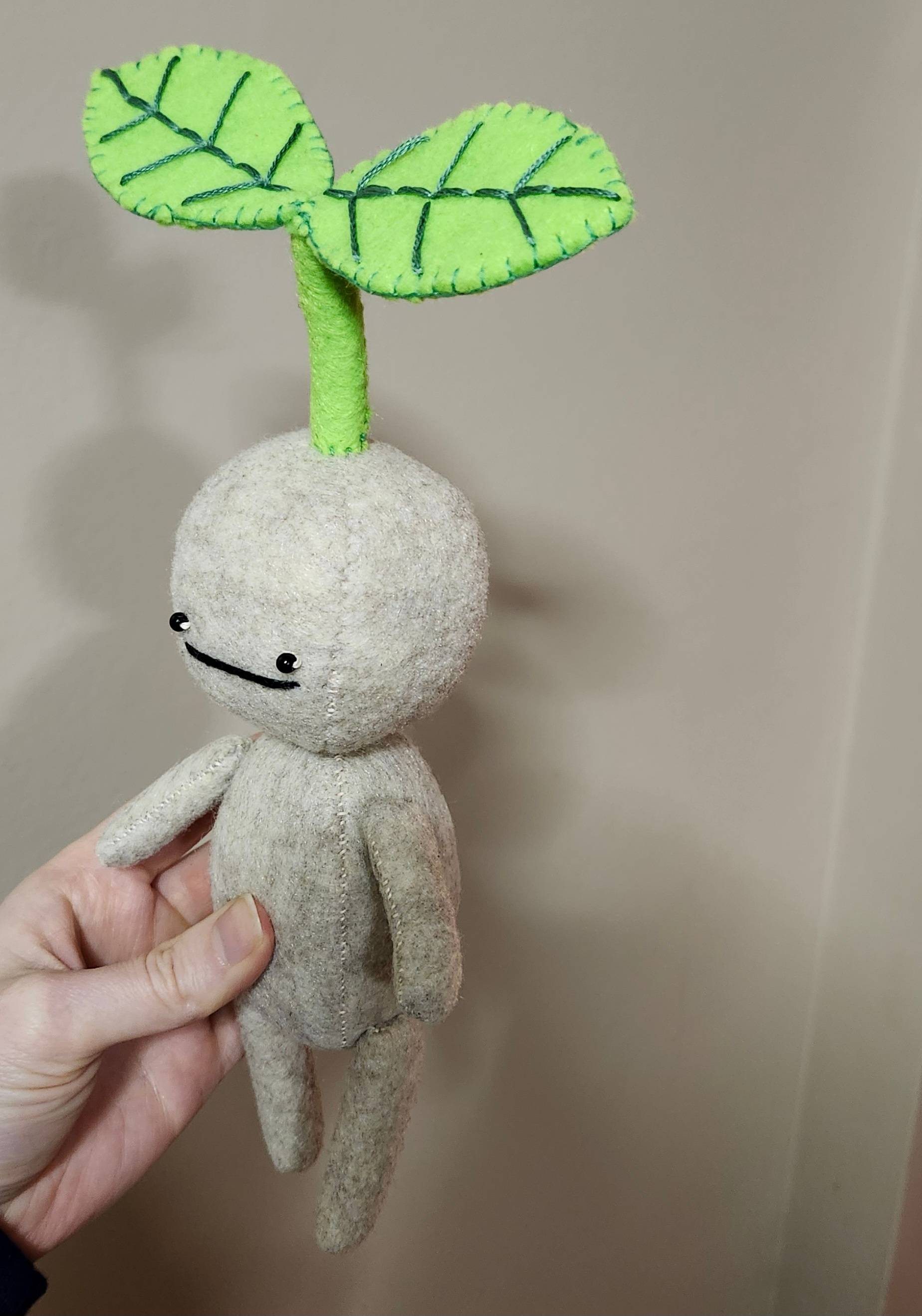 Rutabaga the Sprout Creature: Handsewn Felt Doll - thumbnail 2 of 4